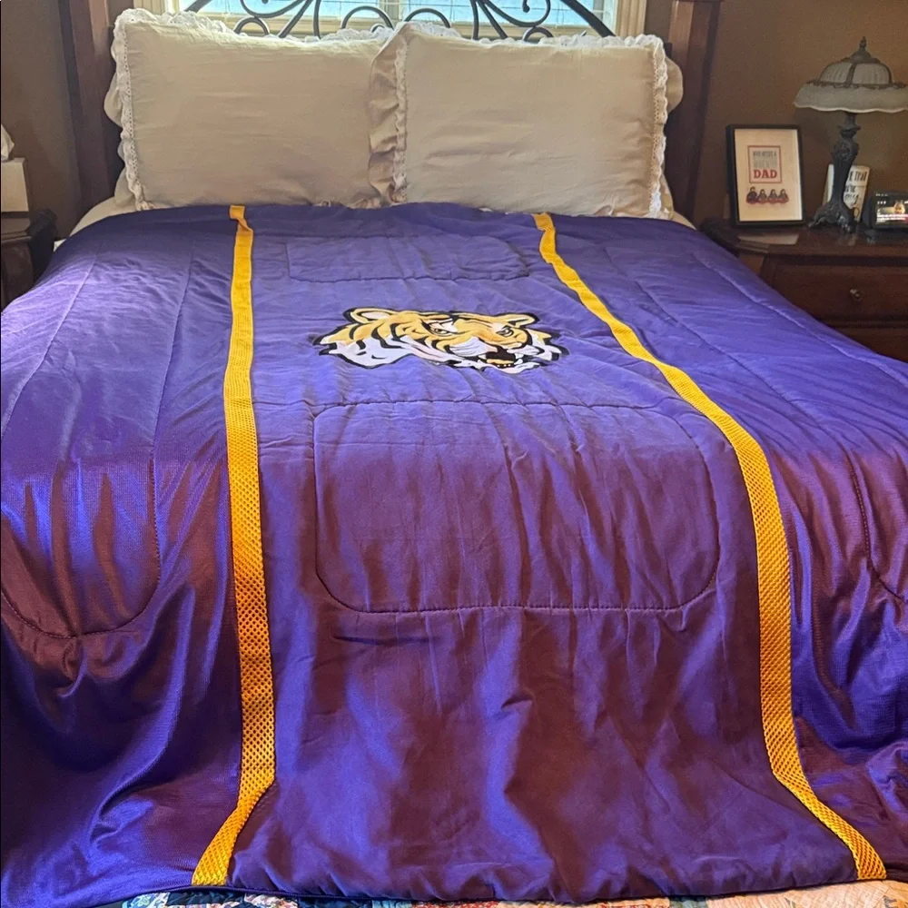 Purple Blanket with Tiger Logo 87” x 67”